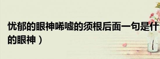 忧郁的眼神唏嘘的须根后面一句是什么（忧郁的眼神）