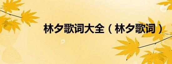 林夕歌词大全（林夕歌词）