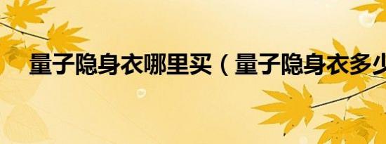 量子隐身衣哪里买（量子隐身衣多少钱）