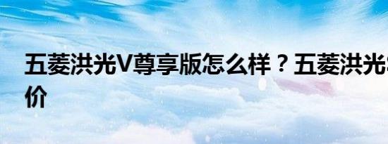 五菱洪光V尊享版怎么样？五菱洪光Splus报价