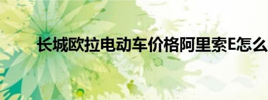 长城欧拉电动车价格阿里索E怎么样