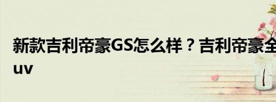 新款吉利帝豪GS怎么样？吉利帝豪全新报价suv