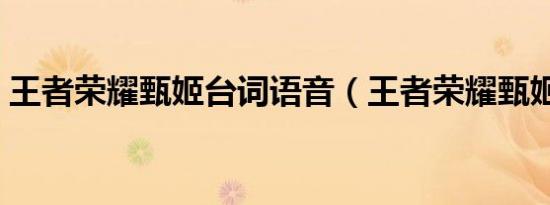 王者荣耀甄姬台词语音（王者荣耀甄姬台词）