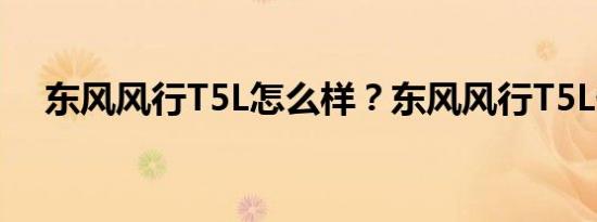 东风风行T5L怎么样？东风风行T5L价格