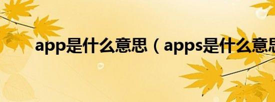 app是什么意思（apps是什么意思）
