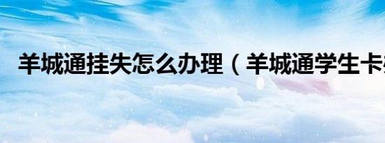 羊城通挂失怎么办理（羊城通学生卡办理）