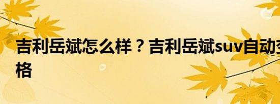吉利岳斌怎么样？吉利岳斌suv自动变速器价格