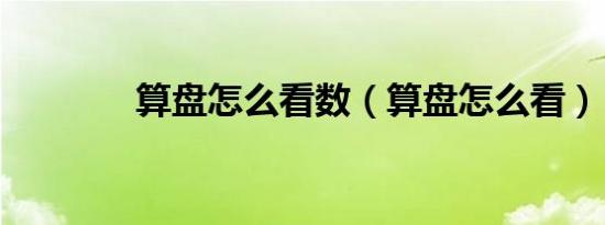 算盘怎么看数（算盘怎么看）