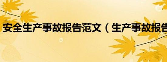 安全生产事故报告范文（生产事故报告范文）