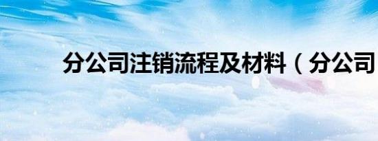 分公司注销流程及材料（分公司）