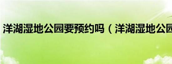洋湖湿地公园要预约吗（洋湖湿地公园楼盘）