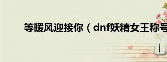 等暖风迎接你（dnf妖精女王称号）