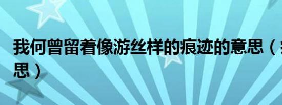 我何曾留着像游丝样的痕迹的意思（痕迹的意思）