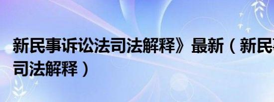 新民事诉讼法司法解释》最新（新民事诉讼法司法解释）