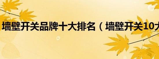 墙壁开关品牌十大排名（墙壁开关10大品牌）