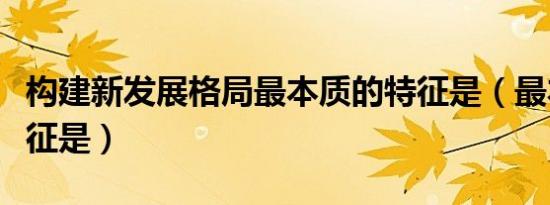 构建新发展格局最本质的特征是（最本质的特征是）