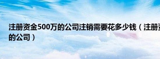注册资金500万的公司注销需要花多少钱（注册资金500万的公司）