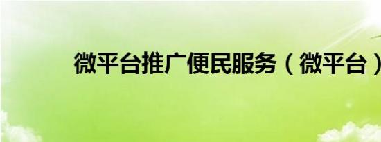 微平台推广便民服务（微平台）