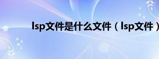 lsp文件是什么文件（lsp文件）