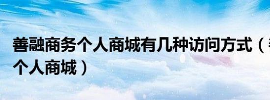 善融商务个人商城有几种访问方式（善融商务个人商城）