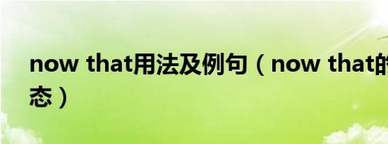 now that用法及例句（now that的用法时态）