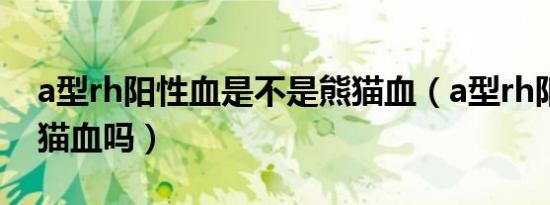 a型rh阳性血是不是熊猫血（a型rh阳性是熊猫血吗）