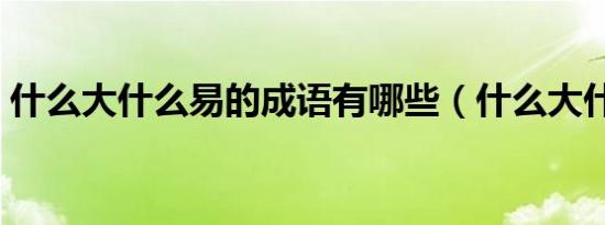 什么大什么易的成语有哪些（什么大什么易）