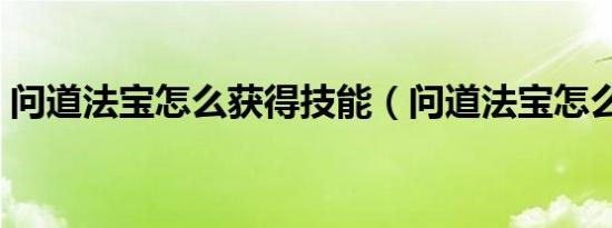 问道法宝怎么获得技能（问道法宝怎么获得）