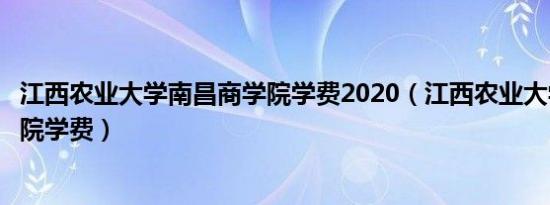 江西农业大学南昌商学院学费2020（江西农业大学南昌商学院学费）