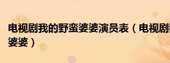 电视剧我的野蛮婆婆演员表（电视剧我的野蛮婆婆）