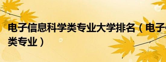 电子信息科学类专业大学排名（电子信息科学类专业）