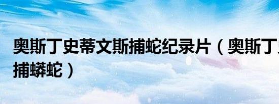 奥斯丁史蒂文斯捕蛇纪录片（奥斯丁史蒂文斯捕蟒蛇）