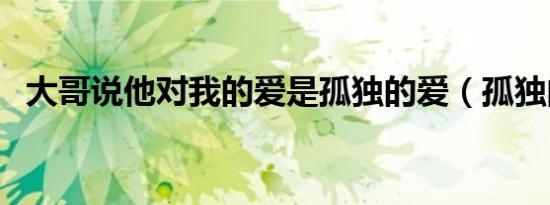 大哥说他对我的爱是孤独的爱（孤独的爱）