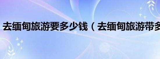 去缅甸旅游要多少钱（去缅甸旅游带多少钱）