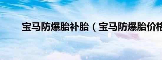 宝马防爆胎补胎（宝马防爆胎价格）