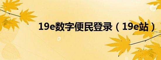 19e数字便民登录（19e站）
