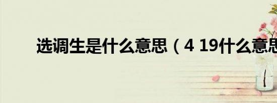 选调生是什么意思（4 19什么意思）