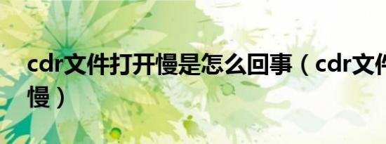 cdr文件打开慢是怎么回事（cdr文件打开很慢）