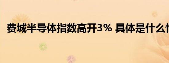 费城半导体指数高开3% 具体是什么情况呢