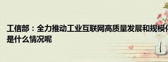 工信部：全力推动工业互联网高质量发展和规模化应用 具体是什么情况呢