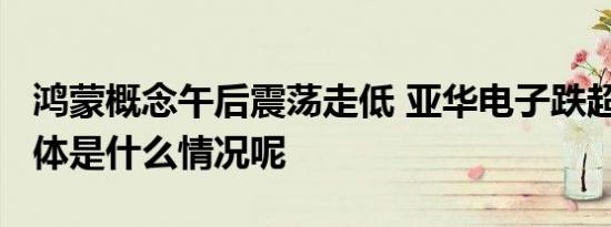 鸿蒙概念午后震荡走低 亚华电子跌超12% 具体是什么情况呢