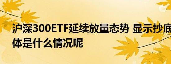沪深300ETF延续放量态势 显示抄底迹象 具体是什么情况呢