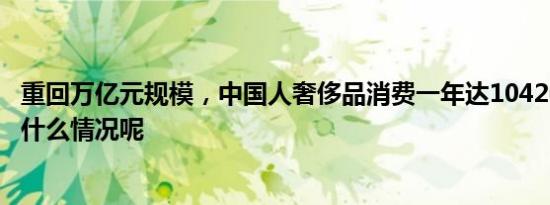 重回万亿元规模，中国人奢侈品消费一年达10420亿 具体是什么情况呢