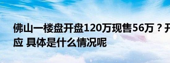 佛山一楼盘开盘120万现售56万？开发商回应 具体是什么情况呢