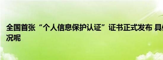 全国首张“个人信息保护认证”证书正式发布 具体是什么情况呢