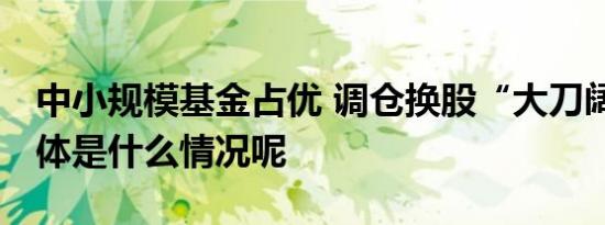 中小规模基金占优 调仓换股“大刀阔斧” 具体是什么情况呢
