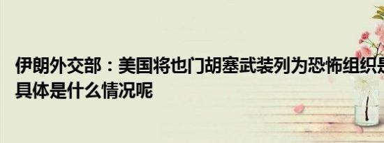伊朗外交部：美国将也门胡塞武装列为恐怖组织是挑衅行为 具体是什么情况呢