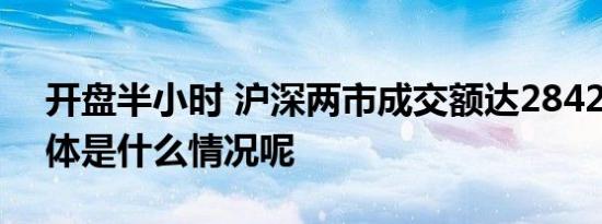 开盘半小时 沪深两市成交额达2842亿元 具体是什么情况呢