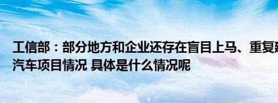 工信部：部分地方和企业还存在盲目上马、重复建设新能源汽车项目情况 具体是什么情况呢