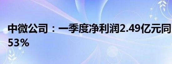 中微公司：一季度净利润2.49亿元同比下降9.53%